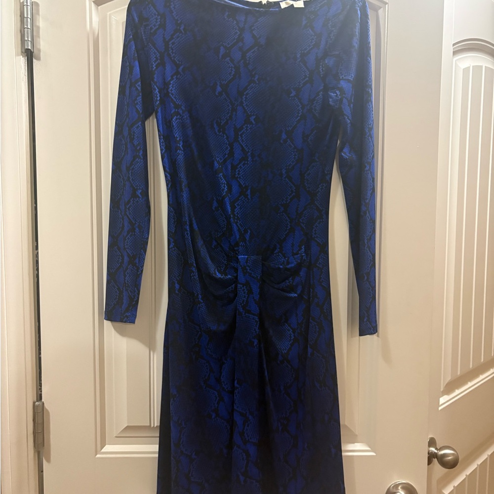 Michael Kors Long Sleeve Dress in Blue Snake Pattern